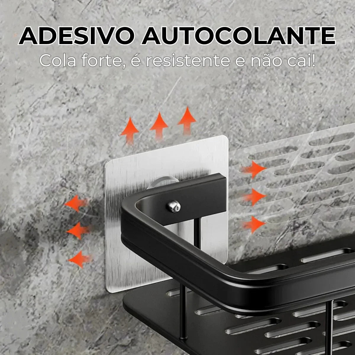 Suporte Porta Shampoo Organizador Alumínio + 2 Adesivos ProFix™ de BRINDE!
