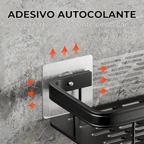 Suporte Porta Shampoo Organizador Alumínio + 2 Adesivos ProFix™ de BRINDE!