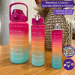 Garrafa Rainbow© 2L + BRINDE: Garrafa de 800ml e Garrafa de 250ml