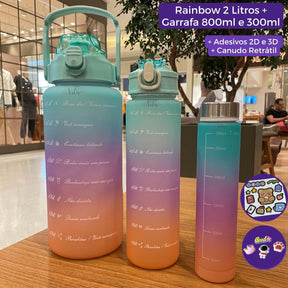 Garrafa Rainbow© 2L + BRINDE: Garrafa de 800ml e Garrafa de 250ml