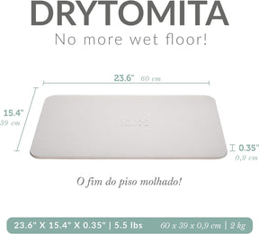 Momo Lifestyle Tapete para Banheiro de Terra Diatomácea Drytomita, Seca Rápido para Saída de Box, Antiderrapante (Cinza Grafite, 80 x 50 cm)