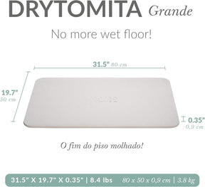 Momo Lifestyle Tapete para Banheiro de Terra Diatomácea Drytomita, Seca Rápido para Saída de Box, Antiderrapante (Cinza Grafite, 80 x 50 cm)