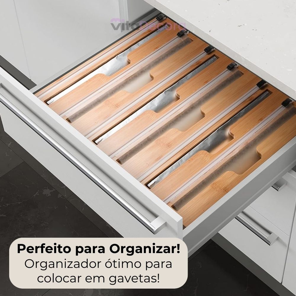 VitaPratic™ Dispenser Duplo em Bambu | Cortador Premium - ULTIMAS UNIDADES