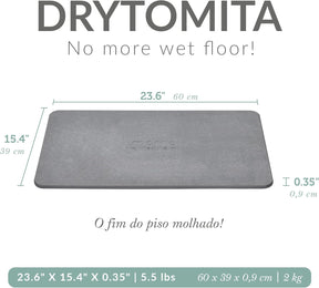 Momo Lifestyle Tapete para Banheiro de Terra Diatomácea Drytomita, Seca Rápido para Saída de Box, Antiderrapante (Cinza Grafite, 80 x 50 cm)