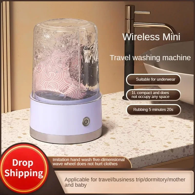 Lavadora portátil sem fio para roupas íntimas e meias, mini lavadora recarregável para viagens, casa e dormitório com copo de lavanderia
