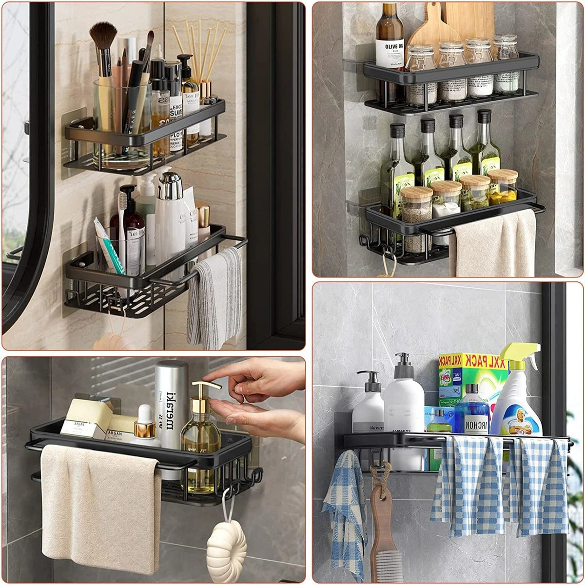 Suporte Porta Shampoo Organizador Alumínio + 2 Adesivos ProFix™ de BRINDE!